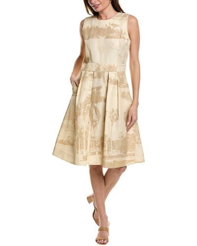 Lafayette 148 New York Fit-and-flare Linen-blend Dress - Natural