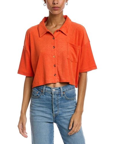 Chaser Brand Terry Cloth Cropped Top - Orange