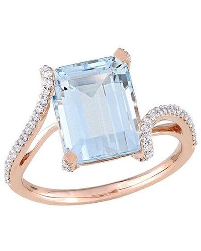 Rina Limor 14k Rose Gold 3.73 Ct. Tw. Diamond & Aquamarine Bypass Ring - Blue