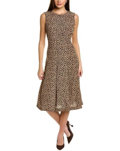 St. John Spotted Leopard Silk Dress - Brown