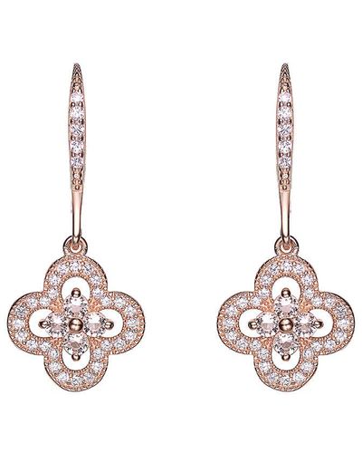 Genevive Jewelry 14k Rose Gold Vermeil Cz Drop Earrings - Multicolour