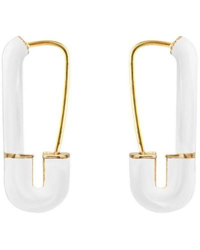 Gabi Rielle 14k Over Silver Enamel Safety Pin Earrings - White