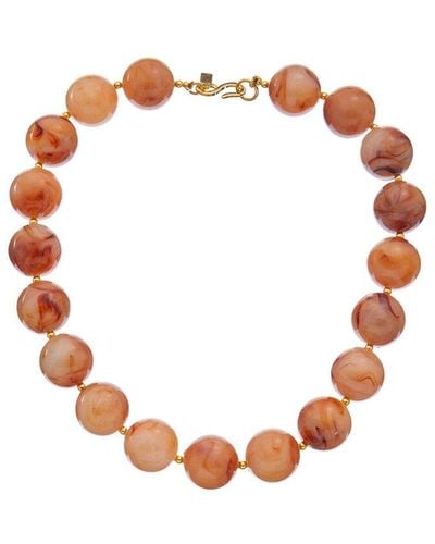 Kenneth Jay Lane Plated Beaded Necklace - White