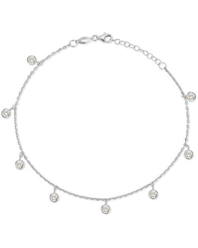 Glaze Jewelry Silver Cz Anklet - White