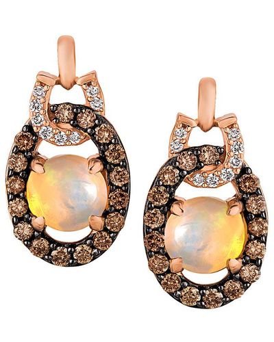 Le Vian 14k Rose Gold 0.94 Ct. Tw. Diamond & Opal Earrings - Metallic