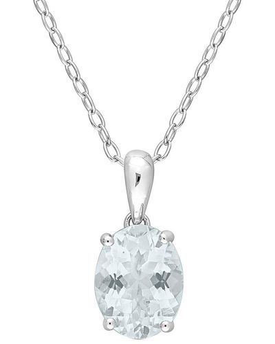 Rina Limor Silver 1.40 Ct. Tw. Aquamarine Heart Pendant Necklace - Metallic