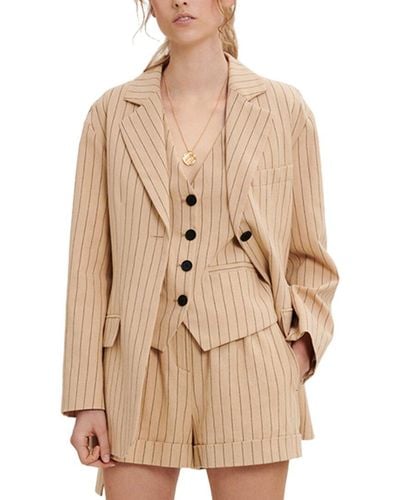 Maje Linen-blend Suit Blazer - Natural