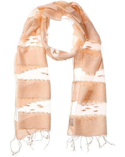 Blue Pacific Hand-woven Silk-blend Scarf - Pink