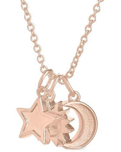 Sterling Forever Sun, Star, & Moon Charm Necklace - Multicolor
