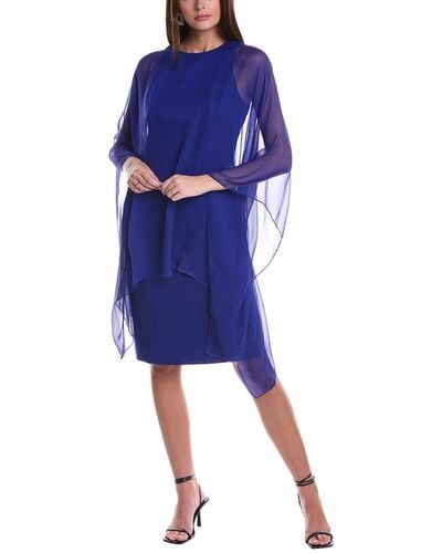 Teri Jon Silk-layered Mini Dress - Blue