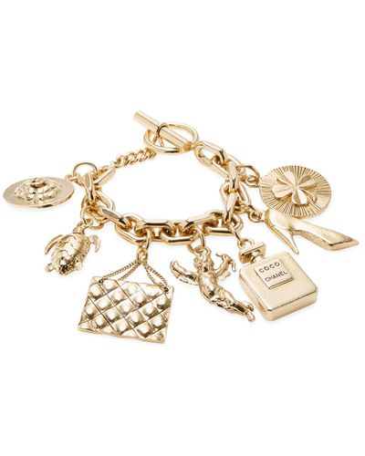 Chanel Gold Tone Angel Charm Bracelet - Metallic