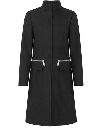 Reiss Macey Funnel Neck Zip Wool-blend Coat - Black