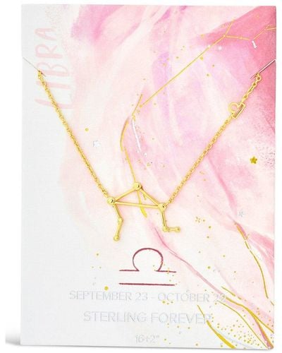 Sterling Forever 14k Plated Libra Pendant Necklace - Pink