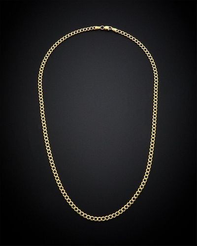 Italian Gold 14k Miami Curb Chain Necklace - Black