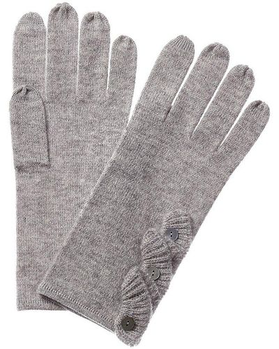 Forte Side Ruffle Cashmere Gloves - Metallic