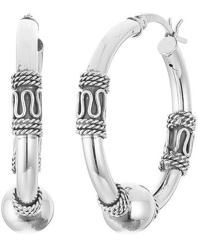 MAX + STONE Max + Stone Silver Balinese Beaded Hoops - White