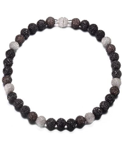 Genevive Jewelry Silver Cz Ball Necklace - Black