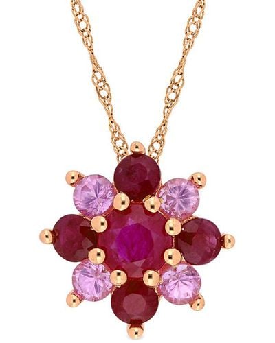 Rina Limor 14k Rose Gold 1.85 Ct. Tw. Gemstone Pendant Necklace - Red