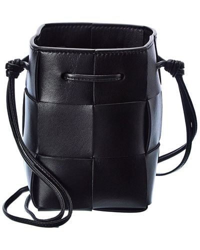 Bottega Veneta Cassette Mini Intrecciato Bucket Bag - Black