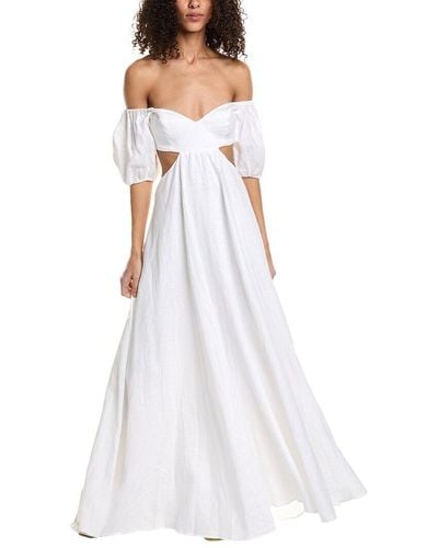 STAUD Coliseum Linen Dress - White