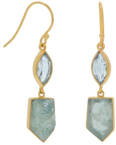 Liv Oliver 18k Over Silver 12.50 Ct. Tw. Gemstone Drop Earrings - Blue
