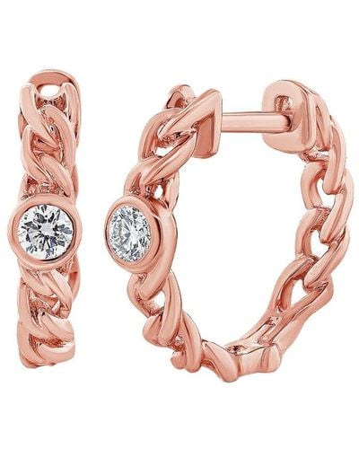 Diana M. Jewels Fine Jewelry 14k Rose Gold 0.12 Ct. Tw. Diamond Huggie Earrings - Pink