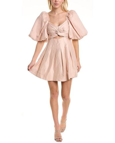 Aje. Dusk Knot Linen-blend A-line Skirt - Pink