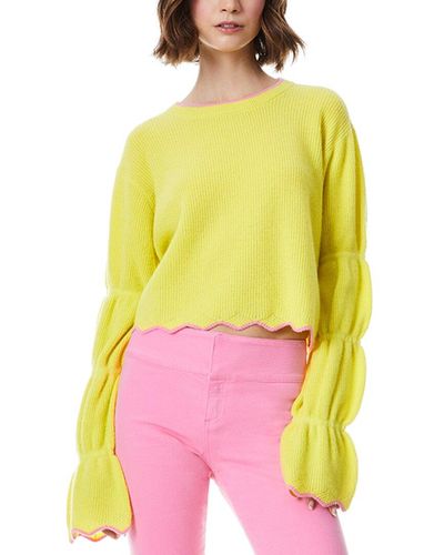 Alice + Olivia Alice + Olivia Foss Cashmere-blend Cropped Pullover - Yellow
