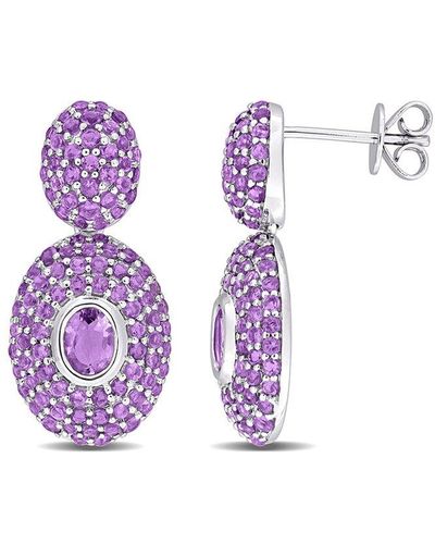Rina Limor 14k 2.72 Ct. Tw. Rose De France Dangle Earrings - Purple