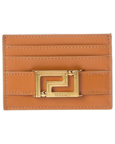 Versace Greca Leather Card Case - Orange