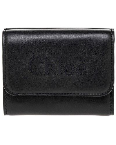 Chloé Sense Small Leather Wallet - Black