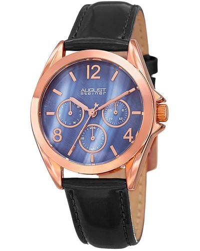 August Steiner Genuine Leather Watch - Multicolor