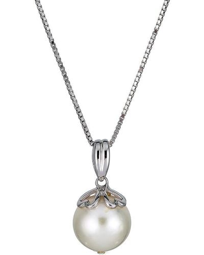 Belpearl Silver 10mm Pearl Pendant Necklace - Metallic