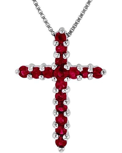Diana M. Jewels Fine Jewellery 14k 0.32 Ct. Tw. Ruby Cross Pendant Necklace - Red