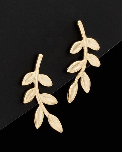 Italian Gold 14k Leaf Earrings - Black