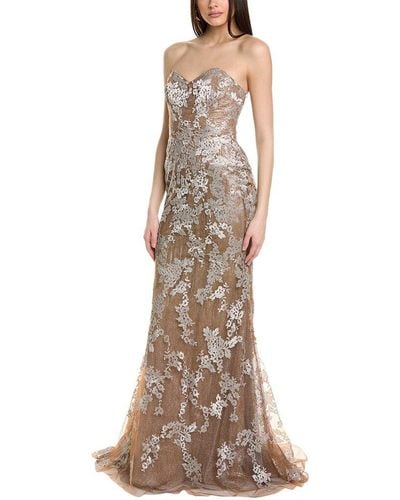 Rene Ruiz Strapless Gown - Brown