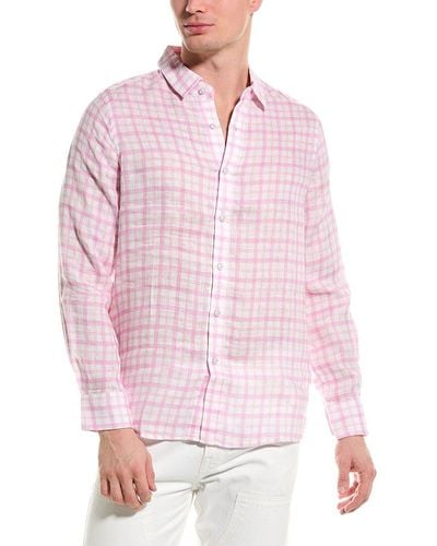 RAFFI Two Colour Plaid Printed Linen Shirt - Pink