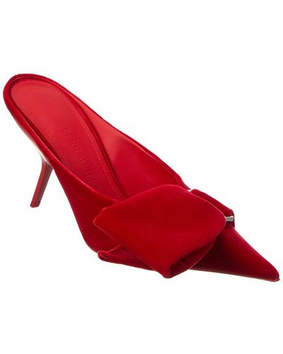 Ferragamo Asymmetric Bow Velvet Pump - Red