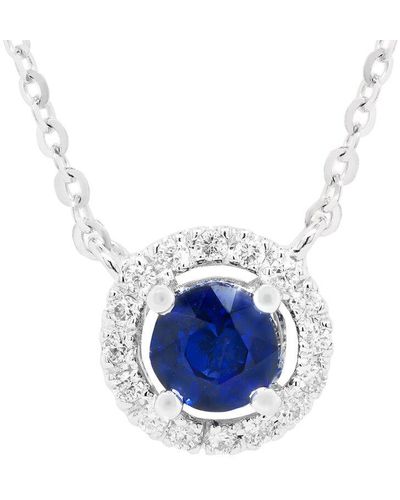 Diana M. Jewels Fine Jewelry 14k 0.72 Ct. Tw. Diamond & Sapphire Pendant - Blue