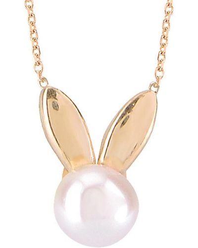 Gabi Rielle 22k Over Silver Mother-of-pearl Bunny Pendant Necklace - White