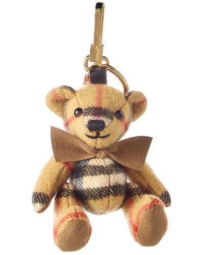 Burberry Beige Cashmere Vintage Check Thomas Bear Keychain - Metallic