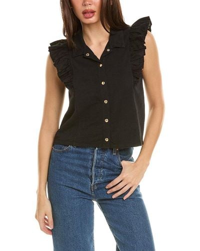 Nation Ltd Archer Ruffled Button-up Top - Black