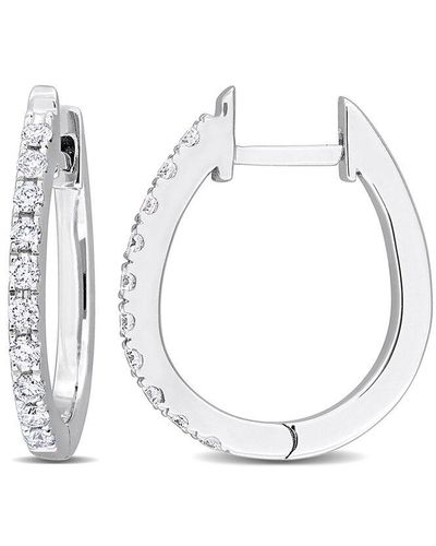 Diamond Select Cuts 14k 0.20 Ct. Tw. Diamond Huggie Clip-on Hoops - White