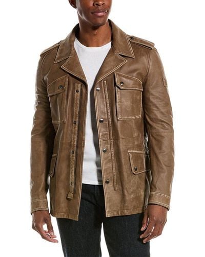 Tod's Stone Wash Waxed Leather Jacket - Brown