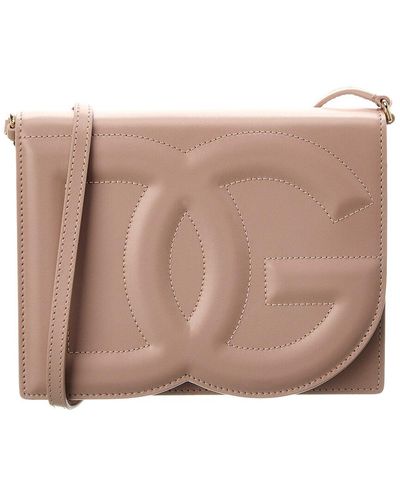 Dolce & Gabbana Logo Leather Shoulder Bag - Brown