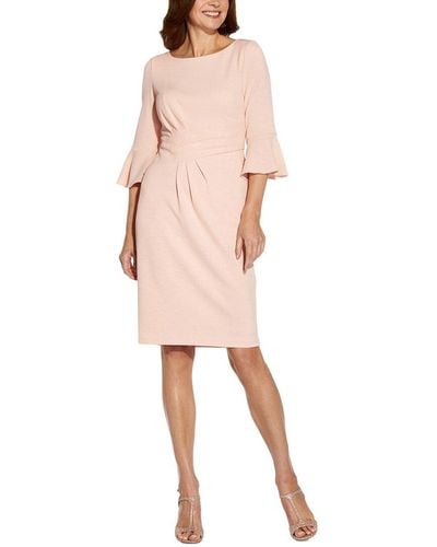 Adrianna Papell Sheath 3/4-sleeve Solid Dress - Natural