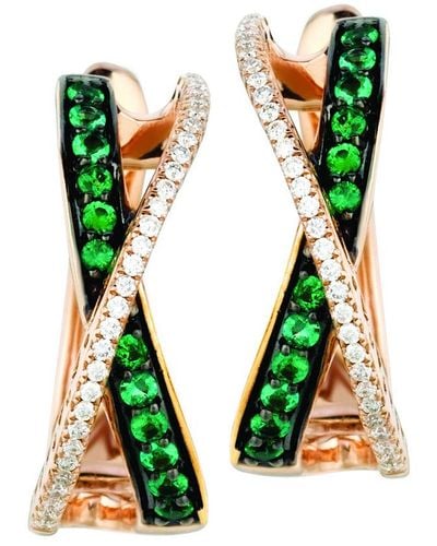 Le Vian Le Vian 14k Rose Gold 0.41 Ct. Tw. Diamond & Costa Smeralda Emeralds Earrings - Green