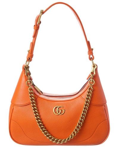 Gucci Aphrodite Small Leather Hobo Bag - Orange