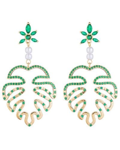 Eye Candy LA Luxe Collection Palm Tree Cubic Zirconia Crystal Drop Earrings - White