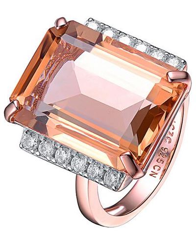 Genevive Jewelry 18k Rose Gold Vermeil Cz Ring - White